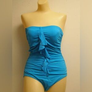 New bandeau blue aqua swimsuit ruffle Jantzen no tag